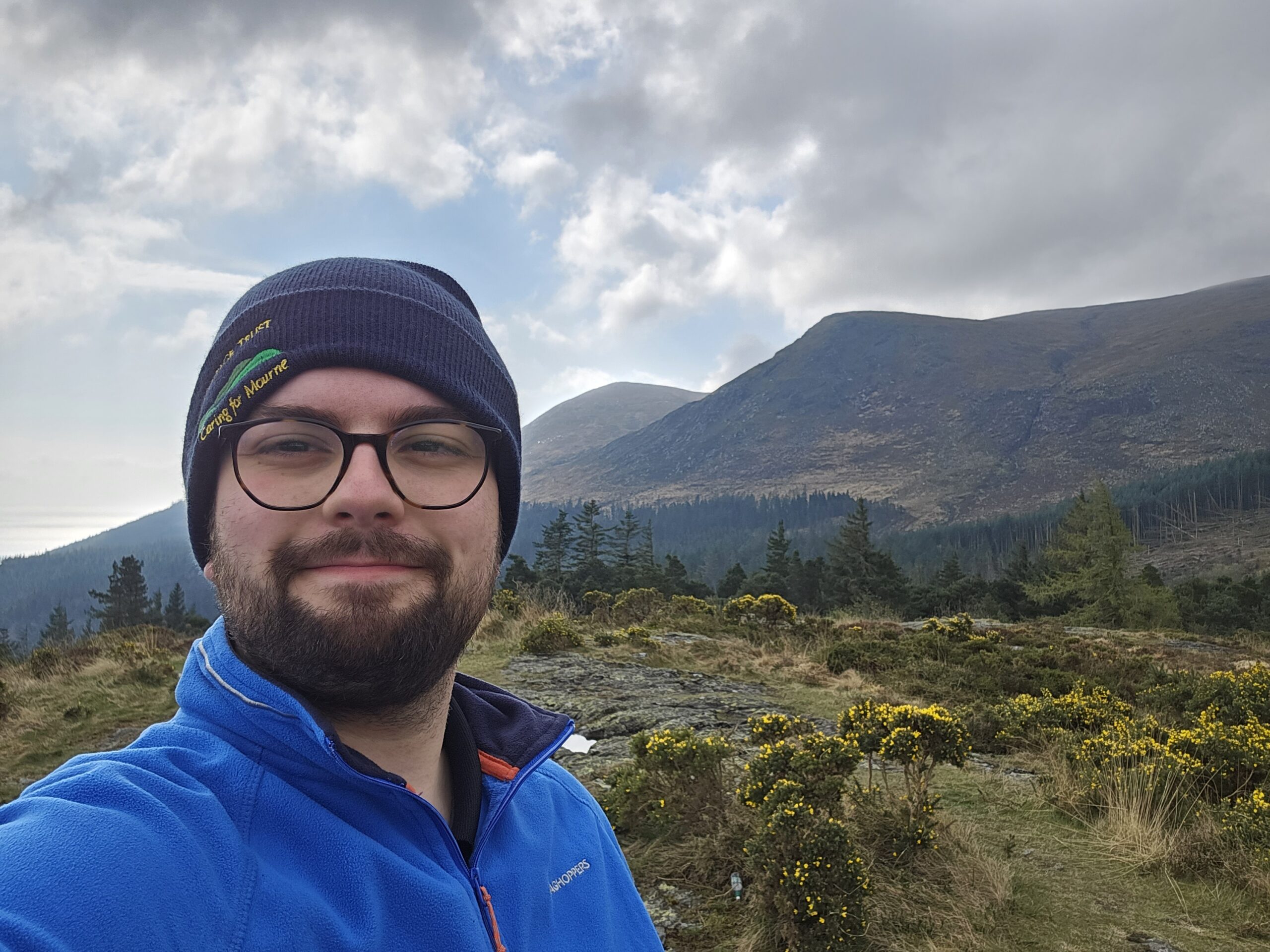 a selfie of a man in the mourne mountains