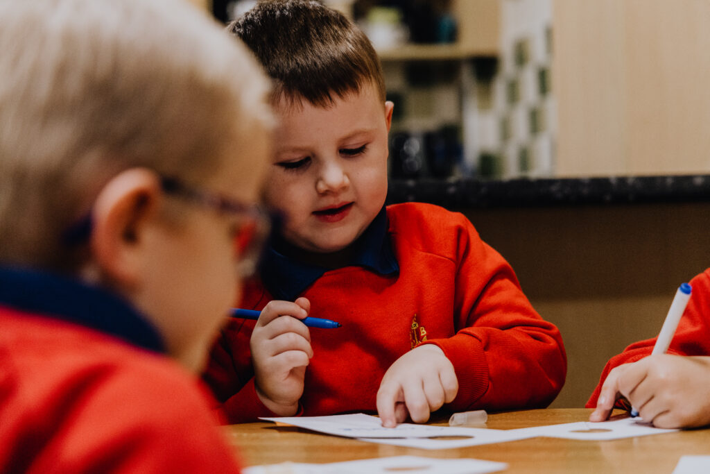 one anchor boy doing some colouring